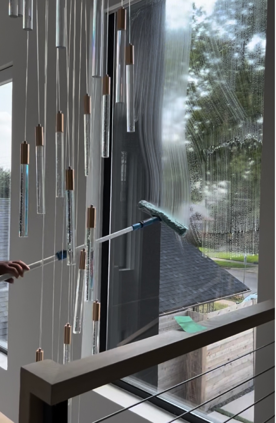 Professional interior window cleaning on a luxury property